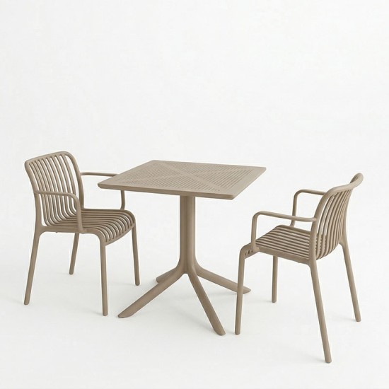 Τραπεζαρία Groovy Zoi  σετ 3τεμ cappuccino PP 60x60x76εκ