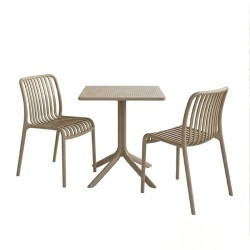 Τραπεζαρία Groovy Zoi  σετ 3τεμ cappuccino PP 60x60x76εκ