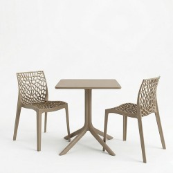 Τραπεζαρία Groovy Hush  σετ 3τεμ cappuccino PP 60x60x76εκ