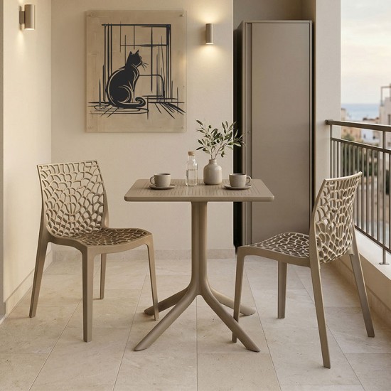 Τραπεζαρία Groovy Hush  σετ 3τεμ cappuccino PP 60x60x76εκ