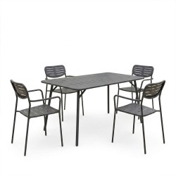 Τραπεζαρία Moraja Deraby  σετ 5τεμ μαύρο μέταλλο 140x80x72εκ