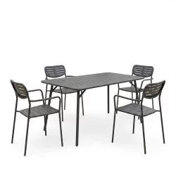 Τραπεζαρία Moraja Deraby  σετ 5τεμ μαύρο μέταλλο 140x80x72εκ