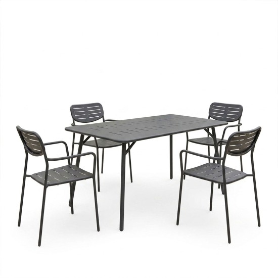 Τραπεζαρία Moraja Deraby  σετ 5τεμ μαύρο μέταλλο 140x80x72εκ