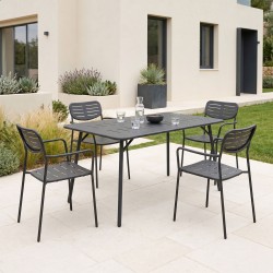 Τραπεζαρία Moraja Deraby  σετ 5τεμ μαύρο μέταλλο 140x80x72εκ