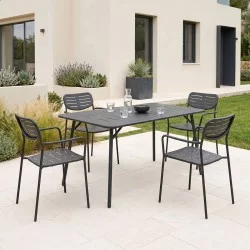 Τραπεζαρία Moraja Deraby  σετ 5τεμ μαύρο μέταλλο 140x80x72εκ