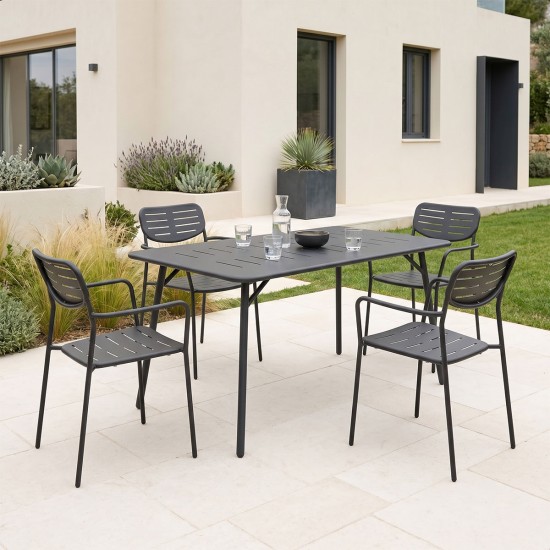 Τραπεζαρία Moraja Deraby  σετ 5τεμ μαύρο μέταλλο 140x80x72εκ