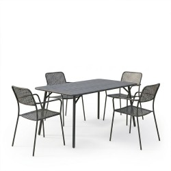 Τραπεζαρία Moraja Federal  σετ 5τεμ μαύρο μέταλλο 140x80x72εκ