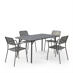 Τραπεζαρία Moraja Federal  σετ 5τεμ μαύρο μέταλλο 140x80x72εκ