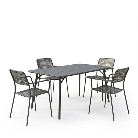 Τραπεζαρία Moraja Federal  σετ 5τεμ μαύρο μέταλλο 140x80x72εκ