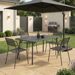 Τραπεζαρία Moraja Federal  σετ 5τεμ μαύρο μέταλλο 140x80x72εκ