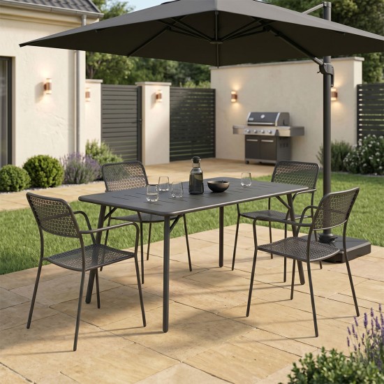 Τραπεζαρία Moraja Federal  σετ 5τεμ μαύρο μέταλλο 140x80x72εκ