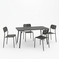 Τραπεζαρία Moraja Deraby Ι  σετ 5τεμ μαύρο μέταλλο 140x80x72εκ