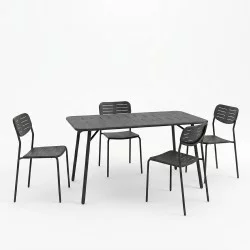 Τραπεζαρία Moraja Deraby Ι  σετ 5τεμ μαύρο μέταλλο 140x80x72εκ