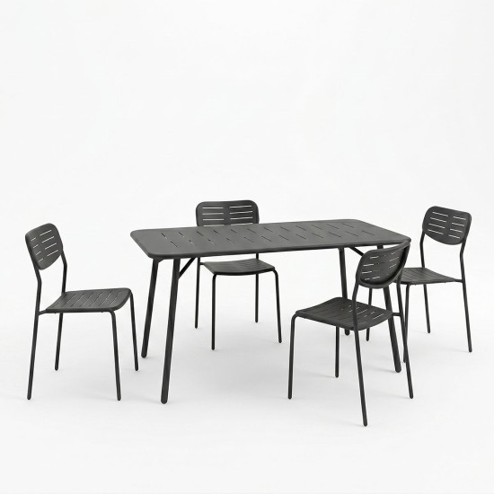 Τραπεζαρία Moraja Deraby Ι  σετ 5τεμ μαύρο μέταλλο 140x80x72εκ