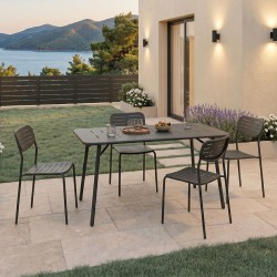 Τραπεζαρία Moraja Deraby Ι  σετ 5τεμ μαύρο μέταλλο 140x80x72εκ