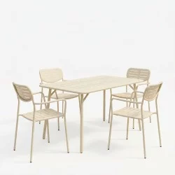 Τραπεζαρία Moraja Deraby  σετ 5τεμ κρεμ μέταλλο 140x80x72εκ