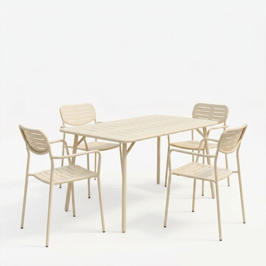 Τραπεζαρία Moraja Deraby  σετ 5τεμ κρεμ μέταλλο 140x80x72εκ