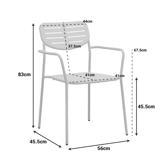 Τραπεζαρία Moraja Deraby  σετ 5τεμ κρεμ μέταλλο 140x80x72εκ