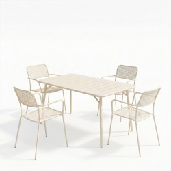 Τραπεζαρία Moraja Federal  σετ 5τεμ κρεμ μέταλλο 140x80x72εκ