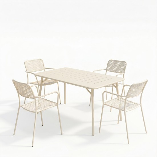 Τραπεζαρία Moraja Federal  σετ 5τεμ κρεμ μέταλλο 140x80x72εκ