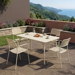 Τραπεζαρία Moraja Federal  σετ 5τεμ κρεμ μέταλλο 140x80x72εκ