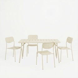 Τραπεζαρία Moraja Deraby Ι  σετ 5τεμ κρεμ μέταλλο 140x80x72εκ