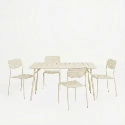 Τραπεζαρία Moraja Deraby Ι  σετ 5τεμ κρεμ μέταλλο 140x80x72εκ