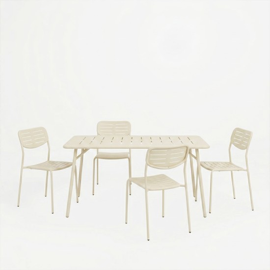 Τραπεζαρία Moraja Deraby Ι  σετ 5τεμ κρεμ μέταλλο 140x80x72εκ