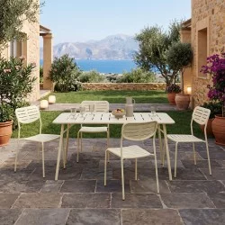 Τραπεζαρία Moraja Deraby Ι  σετ 5τεμ κρεμ μέταλλο 140x80x72εκ