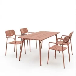 Τραπεζαρία Moraja Deraby  σετ 5τεμ terracotta μέταλλο 140x80x72εκ