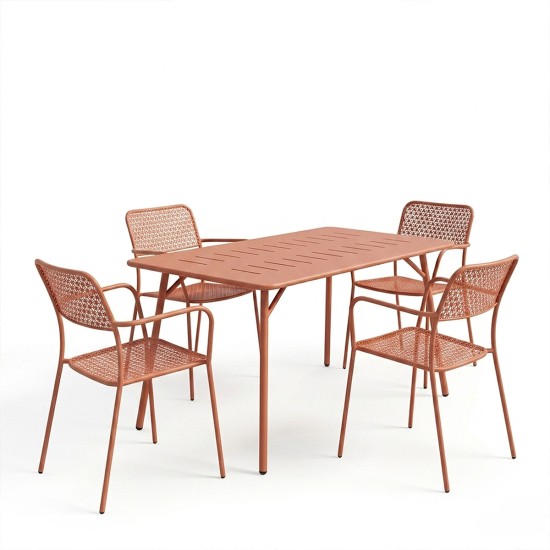 Τραπεζαρία Moraja Federal  σετ 5τεμ terracotta μέταλλο 140x80x72εκ