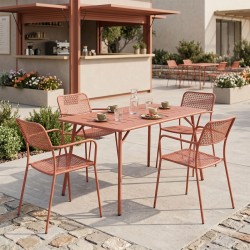 Τραπεζαρία Moraja Federal  σετ 5τεμ terracotta μέταλλο 140x80x72εκ