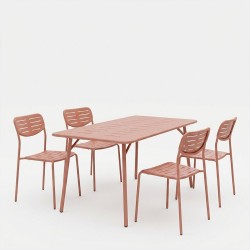 Τραπεζαρία Moraja Deraby Ι  σετ 5τεμ terracotta μέταλλο 140x80x72εκ