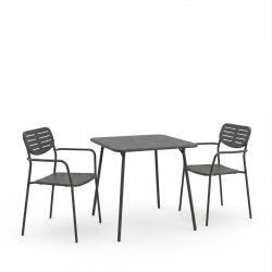 Τραπεζαρία Moraja Deraby  σετ 3τεμ μαύρο μέταλλο 70x70x73εκ