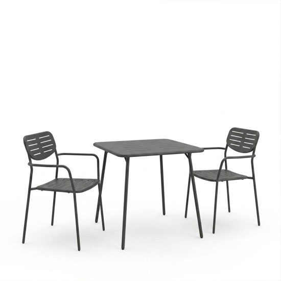 Τραπεζαρία Moraja Deraby  σετ 3τεμ μαύρο μέταλλο 70x70x73εκ