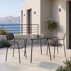 Τραπεζαρία Moraja Deraby  σετ 3τεμ μαύρο μέταλλο 70x70x73εκ