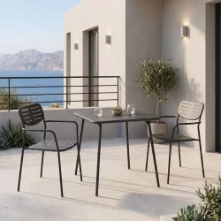 Τραπεζαρία Moraja Deraby  σετ 3τεμ μαύρο μέταλλο 70x70x73εκ