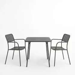 Τραπεζαρία Moraja Federal  σετ 3τεμ μαύρο μέταλλο 70x70x73εκ