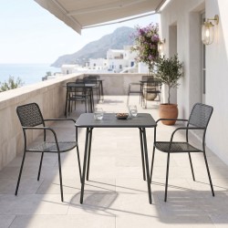 Τραπεζαρία Moraja Federal  σετ 3τεμ μαύρο μέταλλο 70x70x73εκ