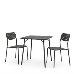 Τραπεζαρία Moraja Deraby I  σετ 3τεμ μαύρο μέταλλο 70x70x73εκ