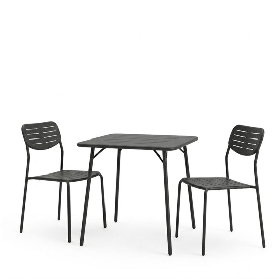 Τραπεζαρία Moraja Deraby I  σετ 3τεμ μαύρο μέταλλο 70x70x73εκ