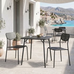 Τραπεζαρία Moraja Deraby I  σετ 3τεμ μαύρο μέταλλο 70x70x73εκ