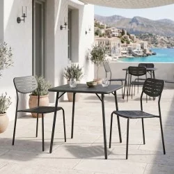 Τραπεζαρία Moraja Deraby I  σετ 3τεμ μαύρο μέταλλο 70x70x73εκ