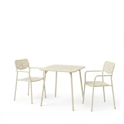 Τραπεζαρία Moraja Deraby  σετ 3τεμ κρεμ μέταλλο 70x70x73εκ