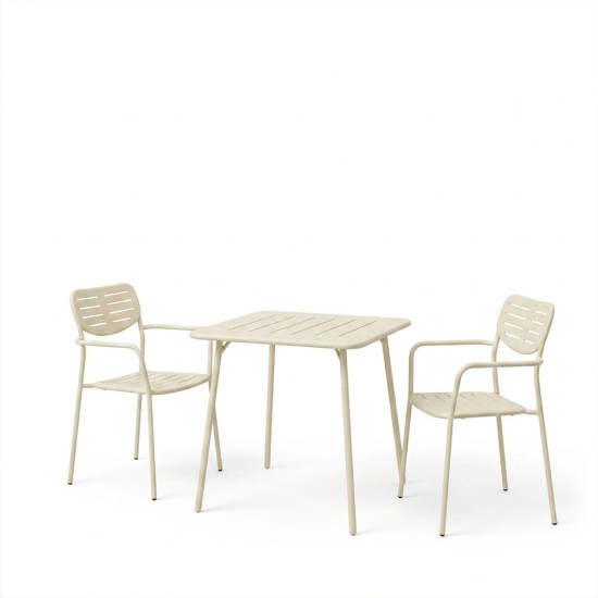 Τραπεζαρία Moraja Deraby  σετ 3τεμ κρεμ μέταλλο 70x70x73εκ