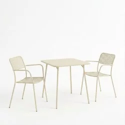 Τραπεζαρία Moraja Federal  σετ 3τεμ κρεμ μέταλλο 70x70x73εκ