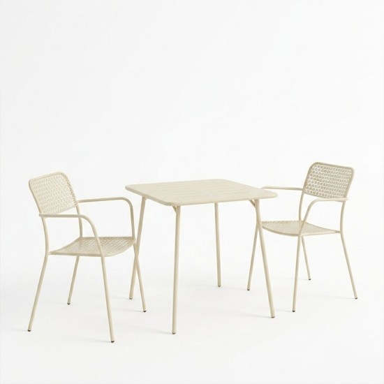 Τραπεζαρία Moraja Federal  σετ 3τεμ κρεμ μέταλλο 70x70x73εκ