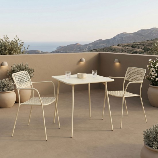 Τραπεζαρία Moraja Federal  σετ 3τεμ κρεμ μέταλλο 70x70x73εκ