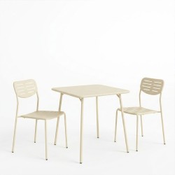 Τραπεζαρία Moraja Deraby I  σετ 3τεμ κρεμ μέταλλο 70x70x73εκ