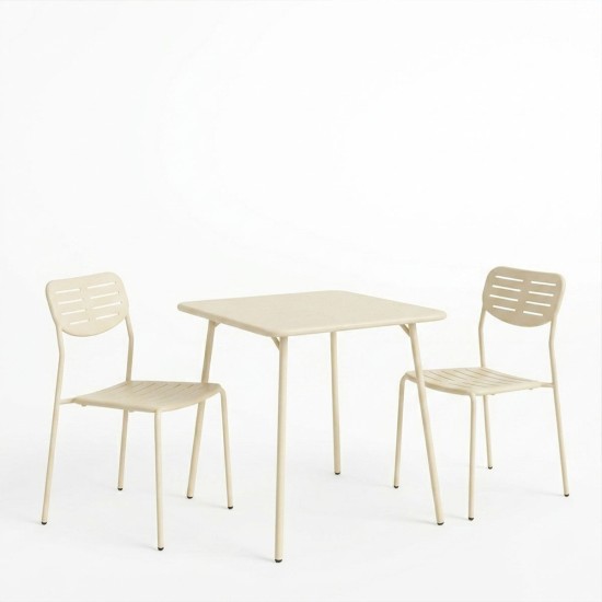 Τραπεζαρία Moraja Deraby I  σετ 3τεμ κρεμ μέταλλο 70x70x73εκ